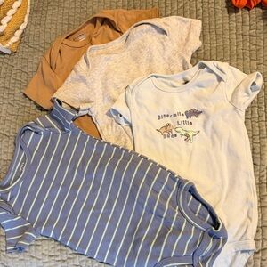 Set of Baby Bodysuits in Blue, Gray, and Tan
